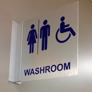aluminum washroom sign